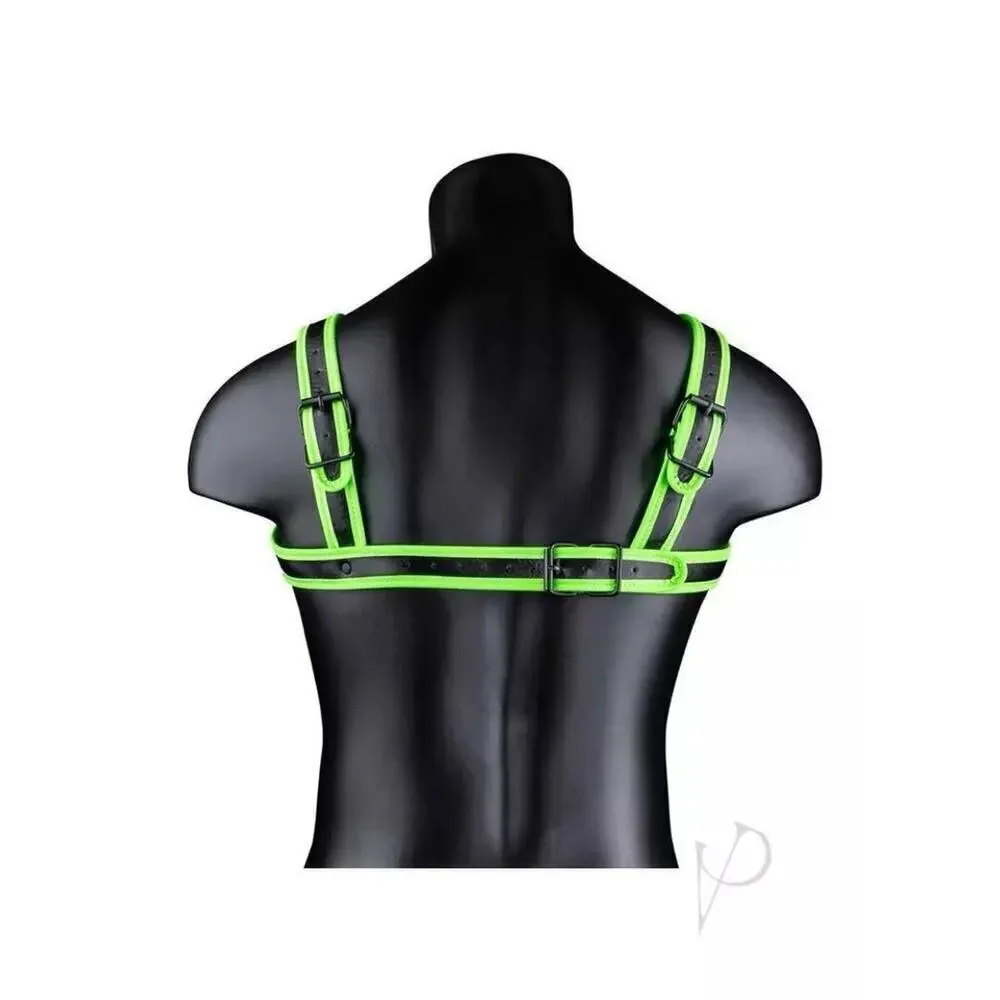 🦋B2G1🦋OUCH! Glow In The Dark NEON GREEN Bonded Leather Buckle Harness | S/M |